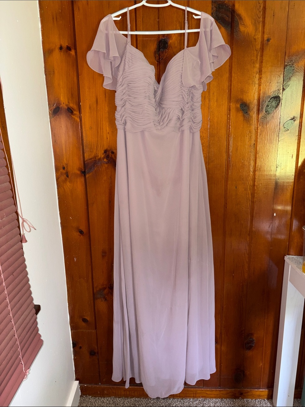 Lavender Chiffon Ruffle-Sleeve Wedding Dress